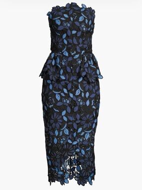REVOLVE Elliatt Strapless Optics Floral Lace Peplum Dress